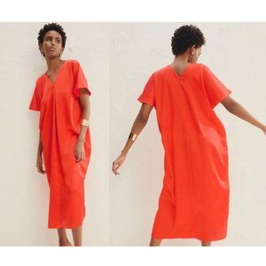 Zara | Orange Satin Maxi Tunic Kaftan Dress Size L